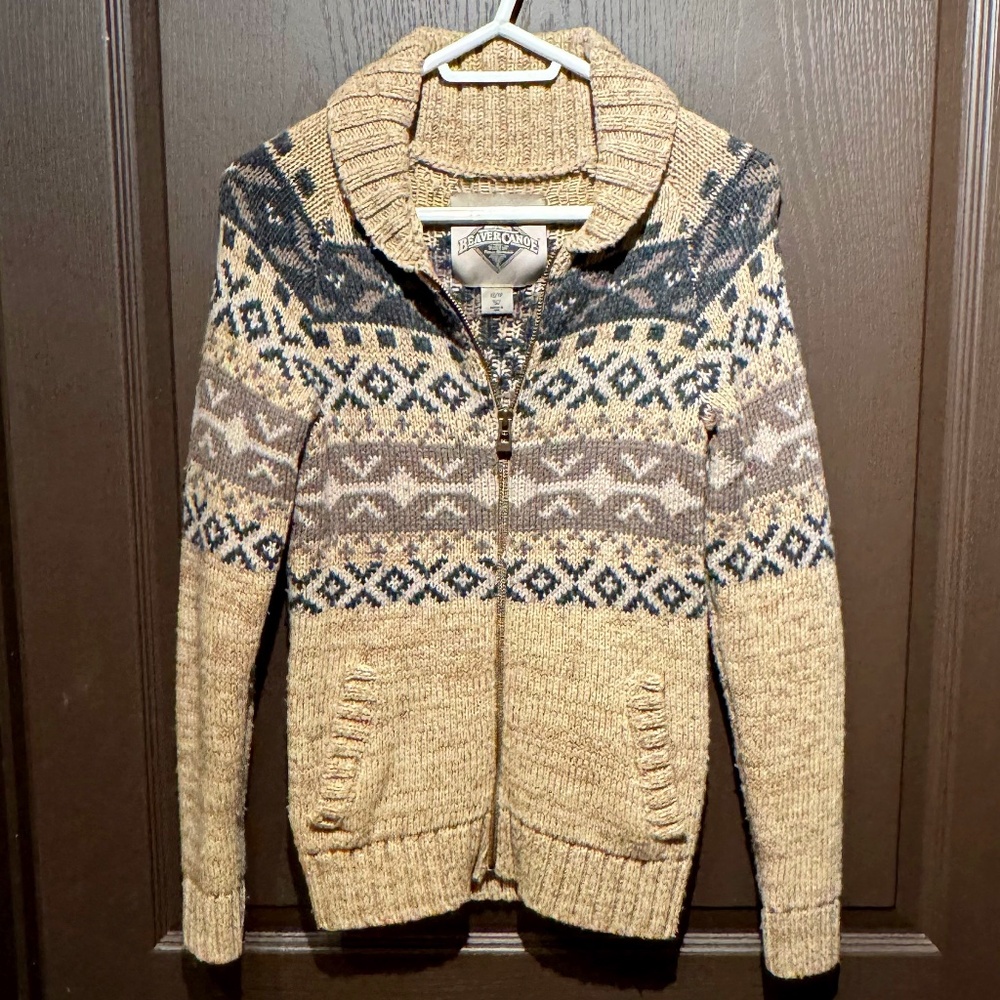 🦫🛶 🧶🧥 Beaver Canoe original wool blend sweater xs